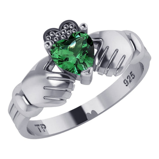 925 Silver Claddagh Emerald Ring - Exclusive - Buy Jewelry Direct From The Factory And Save Money