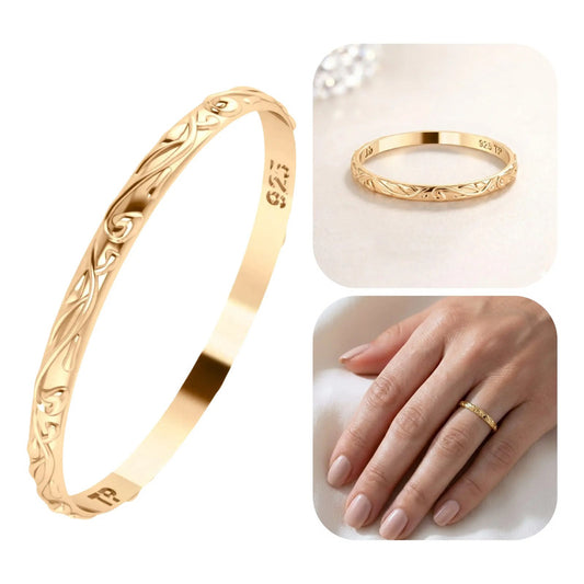 Anel Fio Arabesco Aliancinha Prata 925 Dourada  Ouro 18k