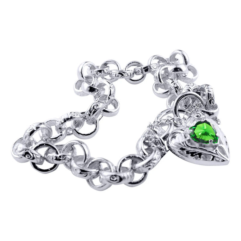 Pulseira Prata 925 Elo Portugues Pedras - Modelo Exclusivo