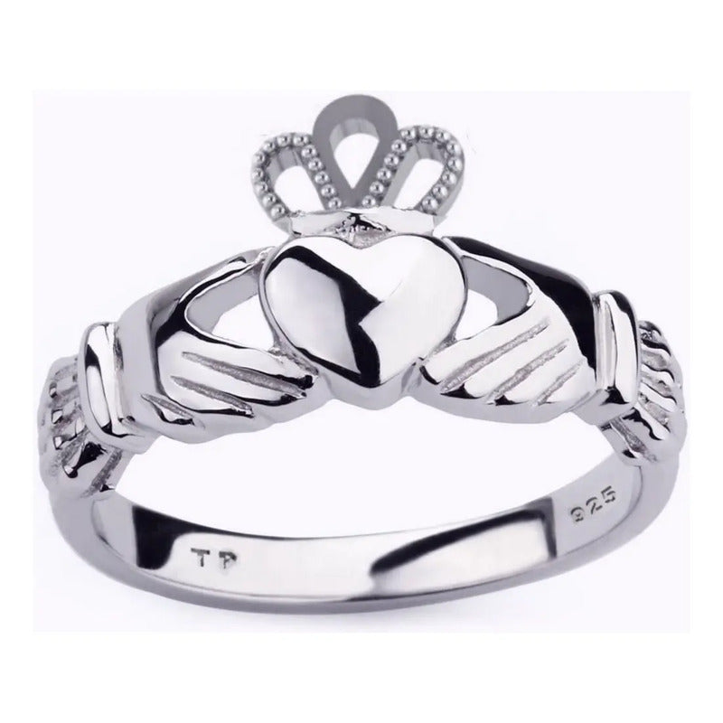 Anel Claddagh Clássico De Pura Prata 925 Unisex