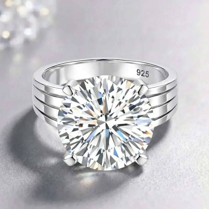 Anel Solitário Zirconia Grande Pura Prata 925 - Exclusivo
