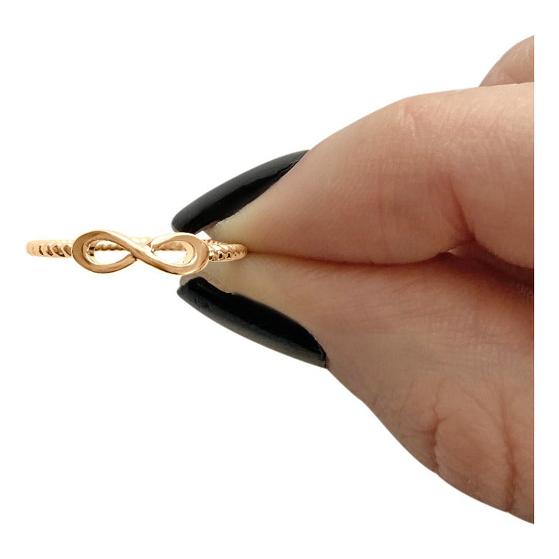 Anel Infinito Prata 925 Dourada  Ouro 18k - Certificado