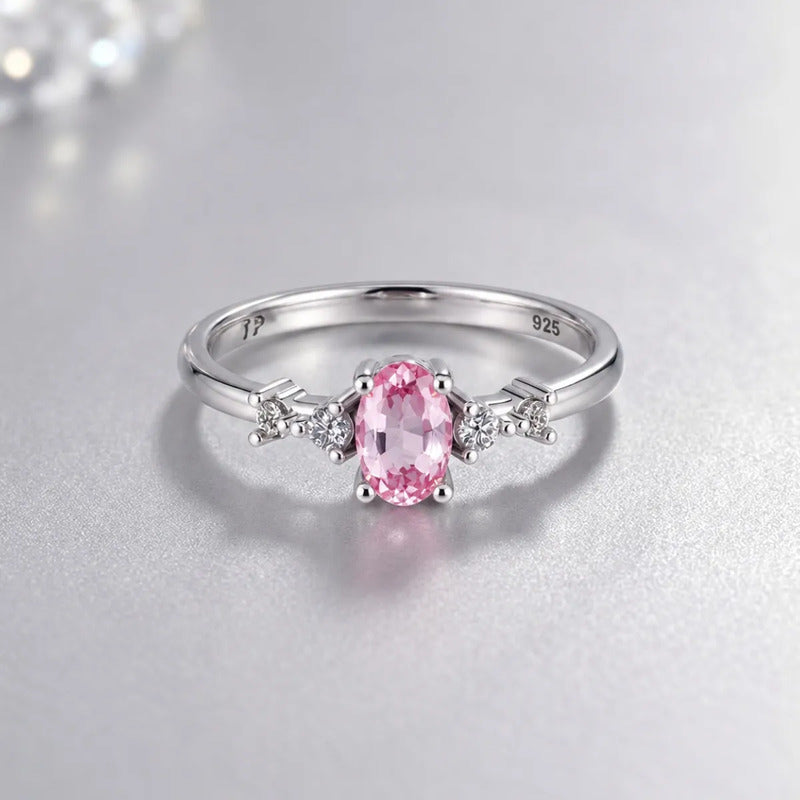 Anel Safira Rosa London Prata 925 - Tamanhos Exclusivos 10