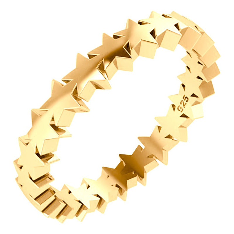 Solid Star Ring 925 Silver Gold 18k Gold