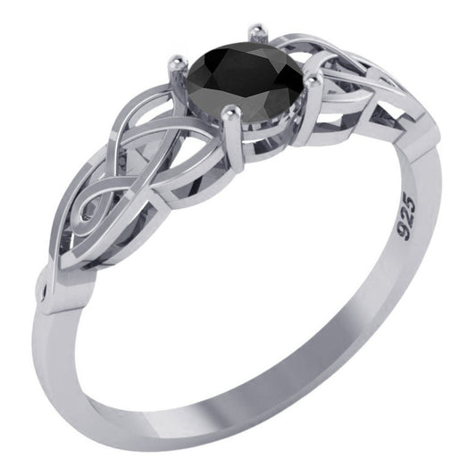 Anel Solitário Celta Knot Prata 925 Black Onix - Exclusivo