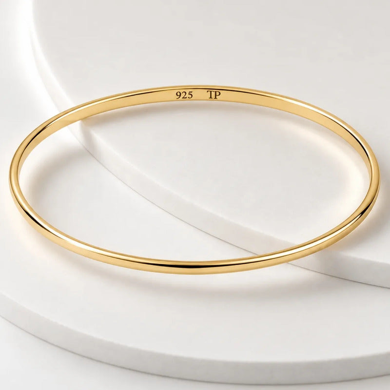 Pulseira Bracelete Liso Prata 925 Dourada 18k Maciço 6.5 Cm