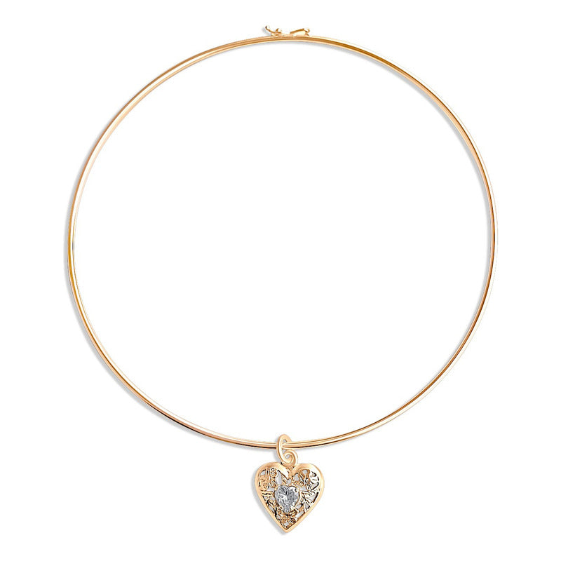 Colar Choker Zircônia Coração Prata 925 Dourada Ouro 18k