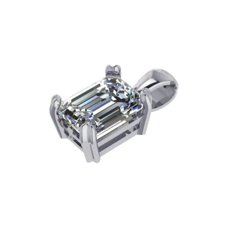 Pingente Prata 925 Retangular Zirconia Unissex - Exclusivo Branco