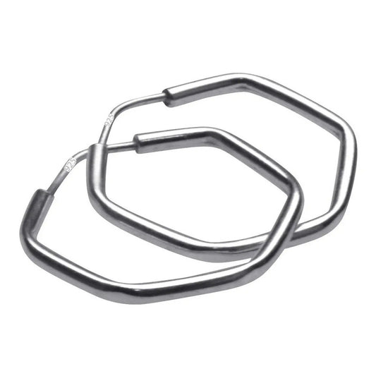 Argola Brinco Pequena 18mm Hexagonal Prata 925 Unissex