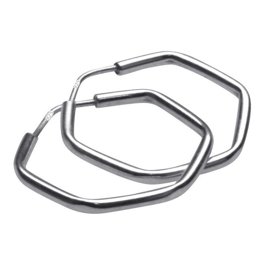 Argola Brinco Pequena 18mm Hexagonal Prata 925 Unissex