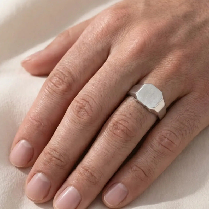 Anel De Prata 925 Sólido Feminino Retangular - Exclusivo