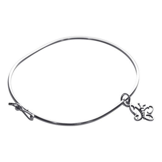 Pulseira Bracelete Rígido Prata 925 - Borboleta Vazada