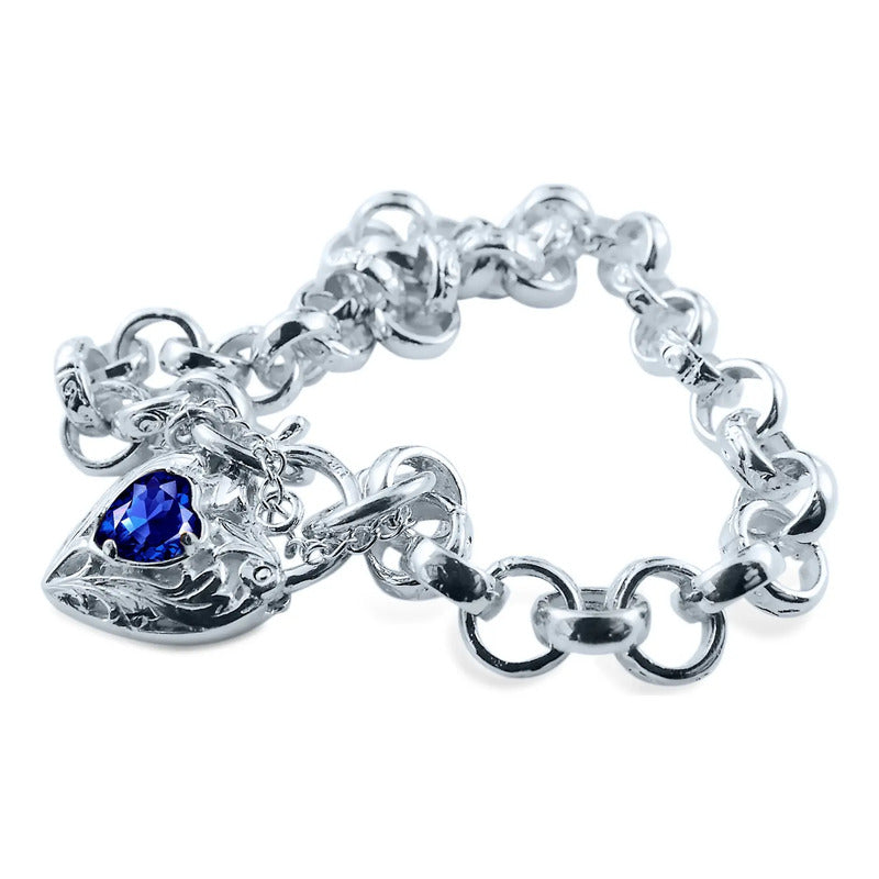 Pulseira Prata 925 Elo Portugues Pedras - Modelo Exclusivo