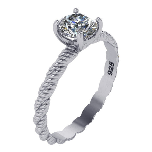 925 Silver Solitaire Ring Twisted Zirconia - Exclusive