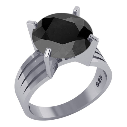Anel Solitário Black Onix Grande Pura Prata 925 - Exclusivo
