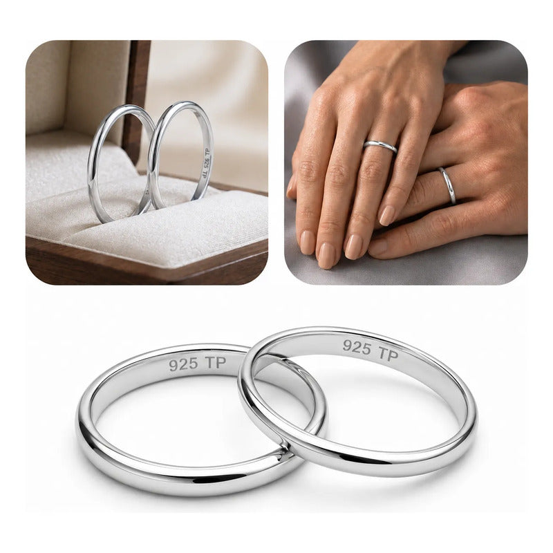 Par Aliança Namoro Clássica Prata 925 Compromisso Tamanho Feminino 24 Tamanho Masculino 20