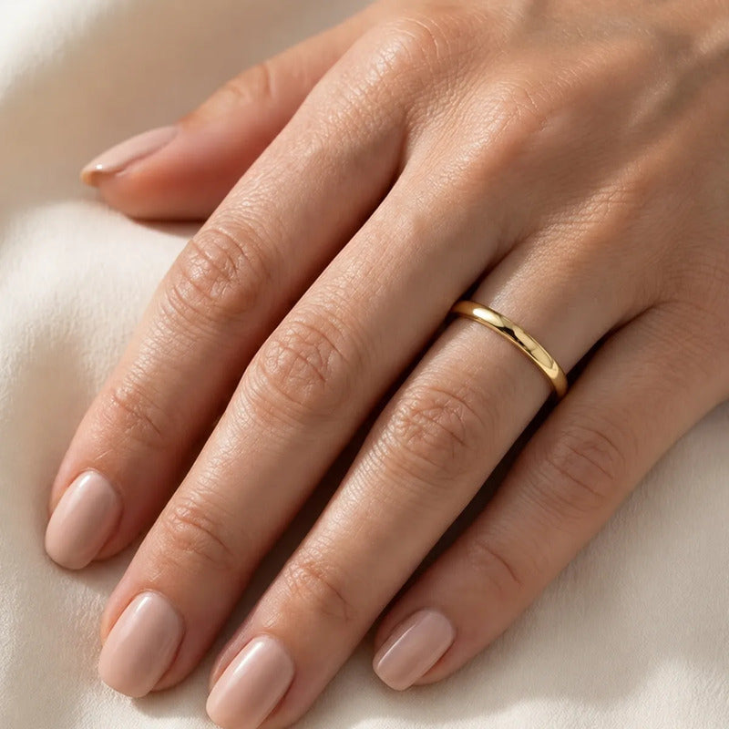 Aliança Lisa Meia Cana Prata 925 Ou Banhada Ouro 18k Prata Dourada 18k 14