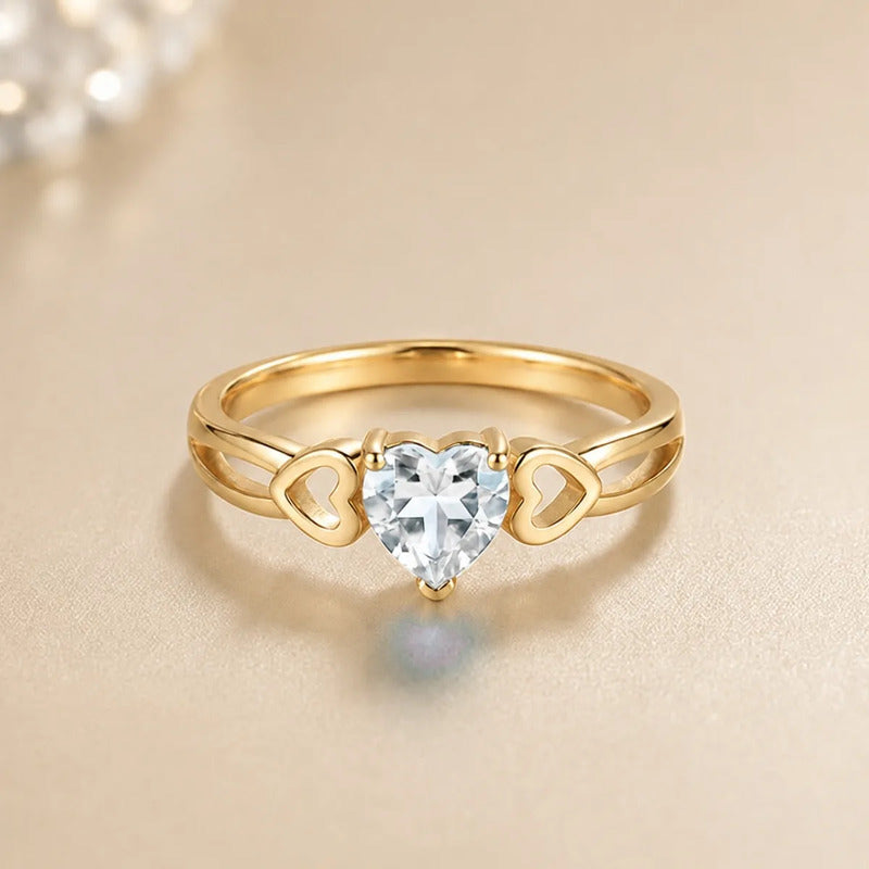 Anel Eterno Coração Prata 925 Dourada Ouro 18k Zircônia