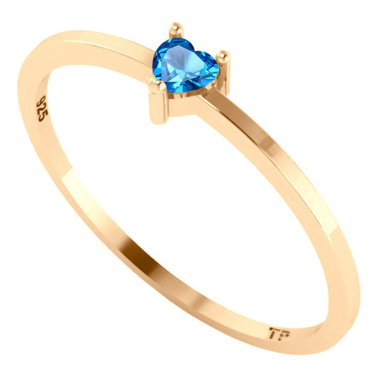 Solitaire Topaz Heart Ring 925 Silver Gold 18k Gold