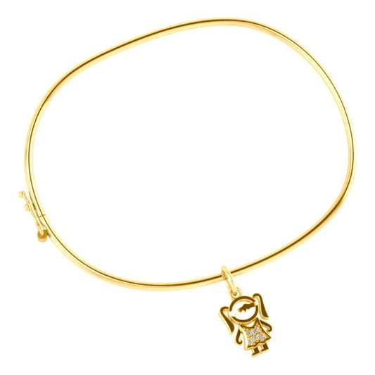 Pulseira Bracelete Rígido Prata 925 Dourada 18k - Menina Dourado