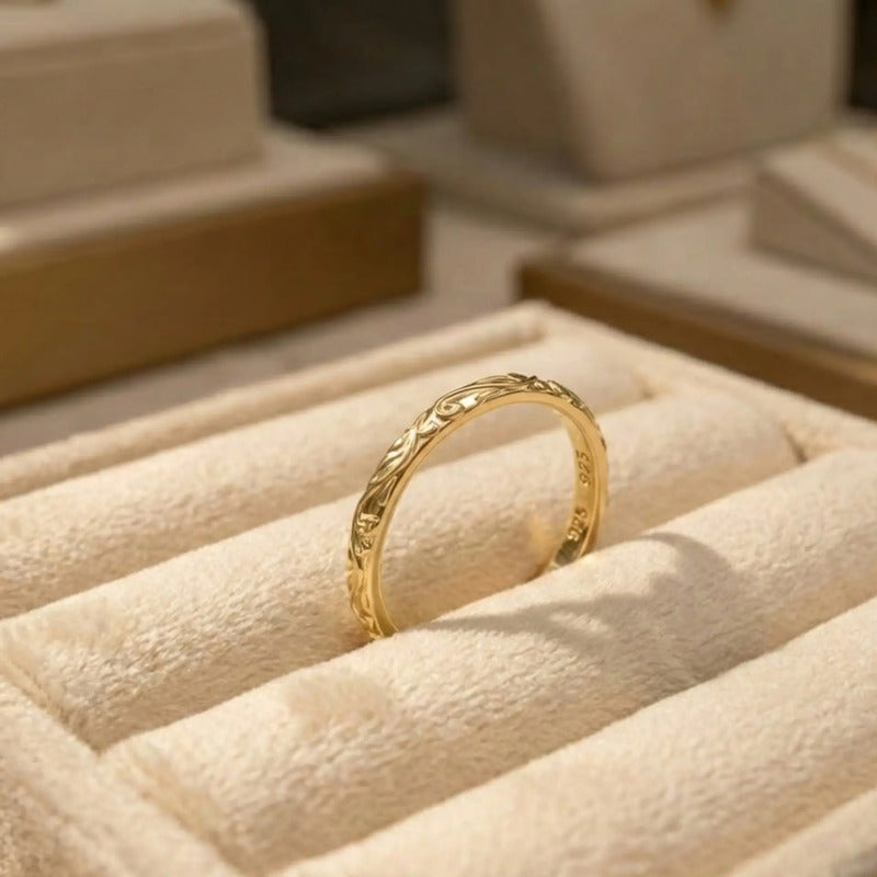Anel Fio Arabesco Aliancinha Prata 925 Dourada  Ouro 18k