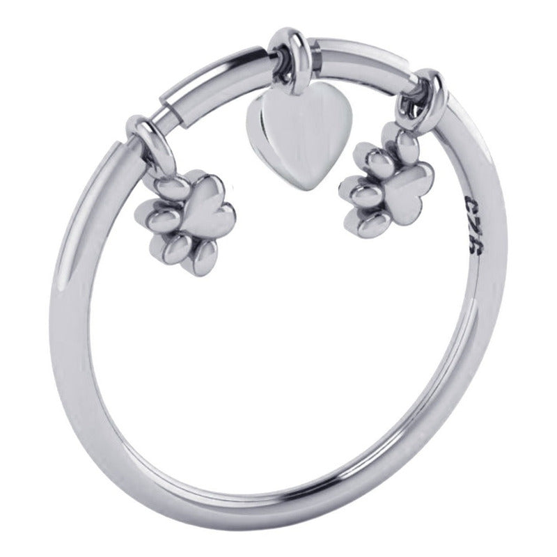 Two Paws Pendant Ring Pure 925 Silver - Exclusive