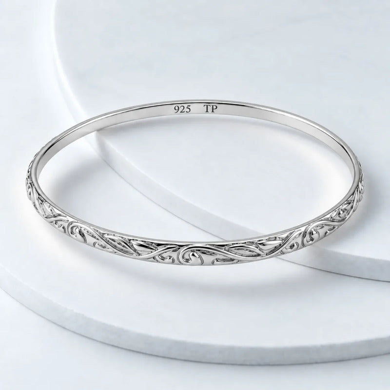 Pulseira Bracelete Arabesco Prata 925 Ou Banhada A Ouro 18k Prata 925 7 Cm
