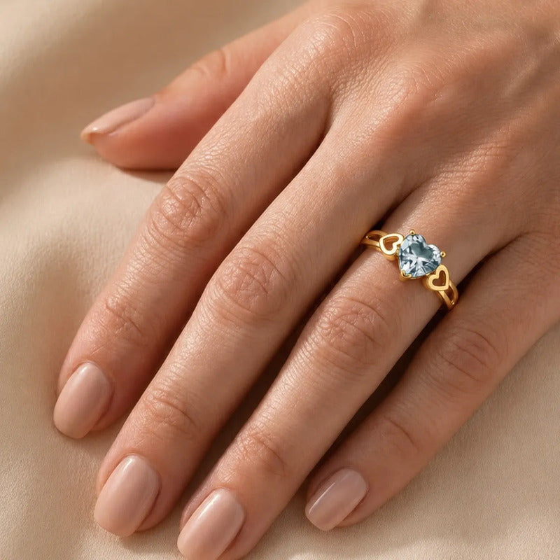 Anel Eterno Coração Prata 925 Dourada Ouro 18k Zircônia
