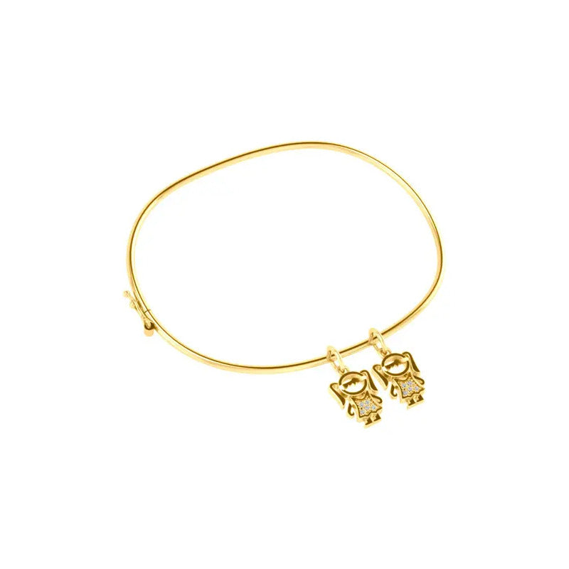 Pulseira Bracelete Rígido Prata 925 Dourada 18k - 2 Meninas Dourado