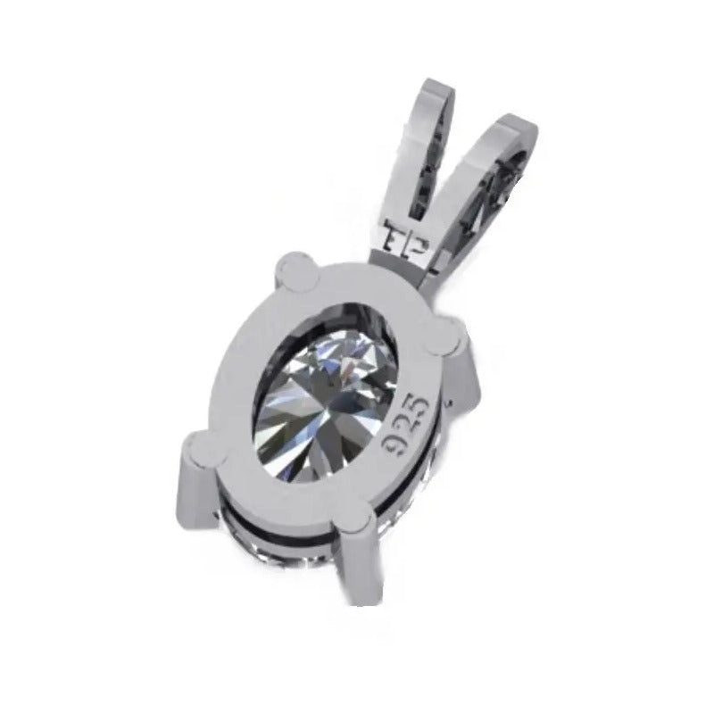 Pingente Prata 925 Oval Zirconia 6x8mm - Exclusivo Branco