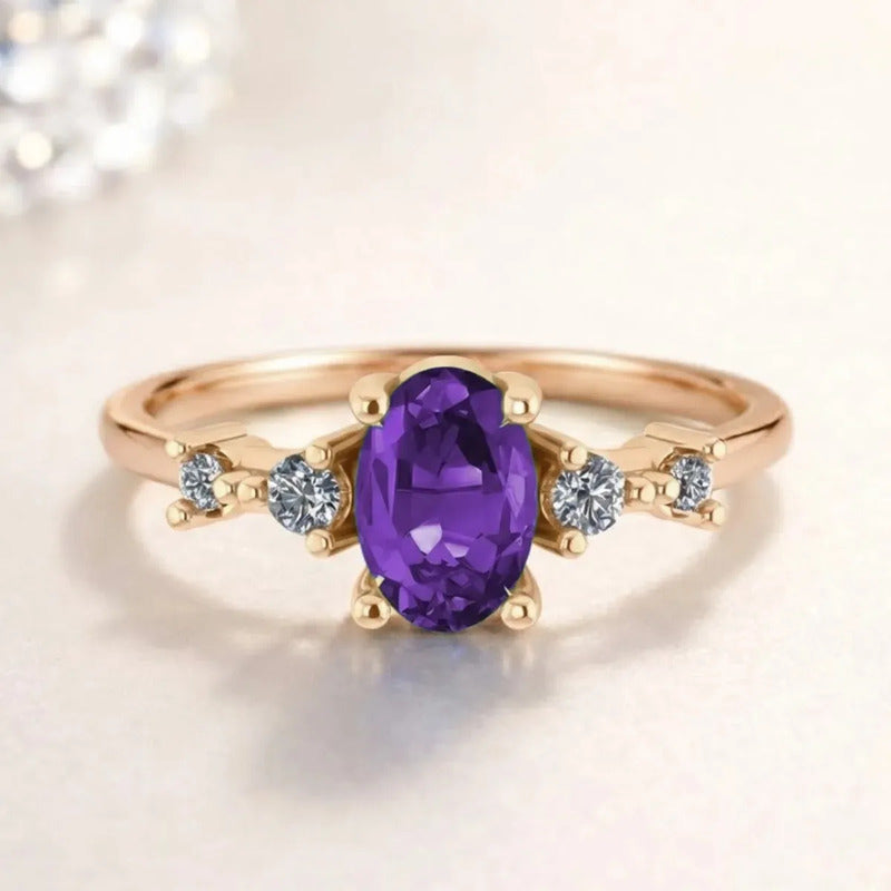 Anel Formatura Feminino Prata 925 Dourada 18k + Capelo Ametista 22-23