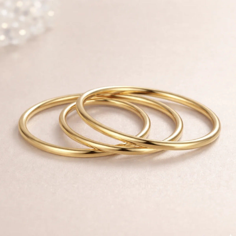 3 Aneis Fio Redondo Aliancinha Prata 925 Dourada Ouro 18k