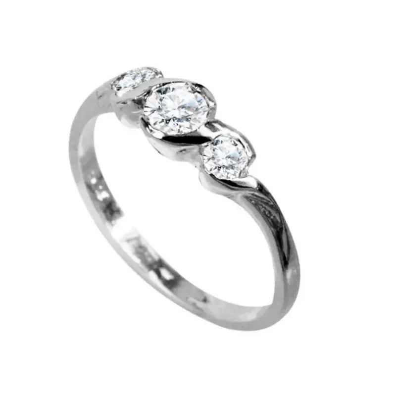Anel De Prata 925 Com 3 Zirconias - Exclusivo