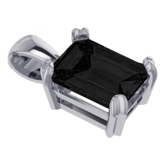 Pingente Prata 925 Retangular Black Onix Unissex - Exclusivo Preto