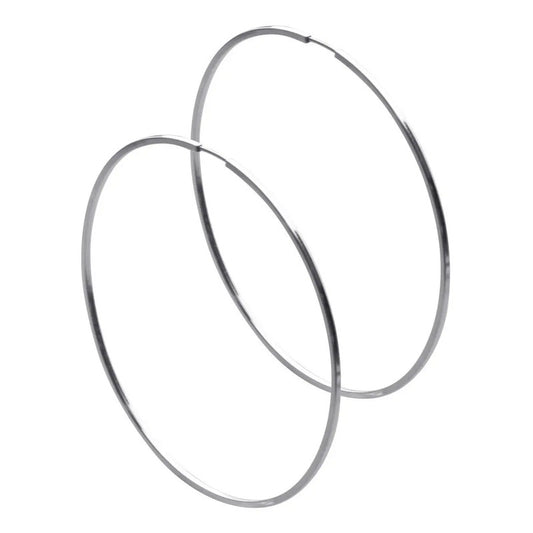 Argola Brinco Grande Pura Prata 925 - 7cm - Tubo Quadrado
