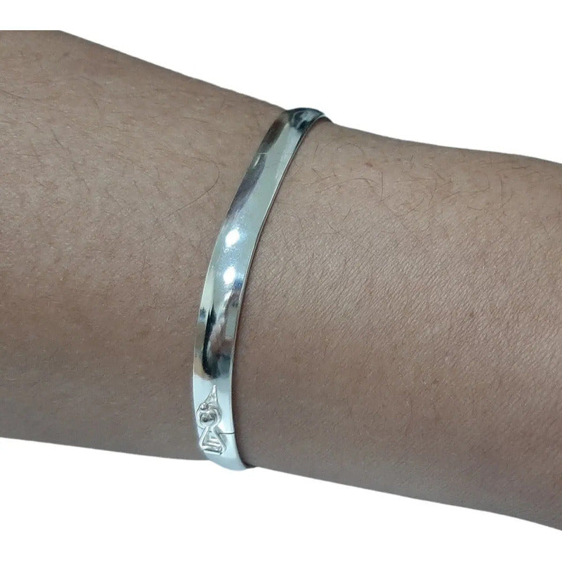 Pulseira Bracelete Rígido Largo Feminino - Pura Prata 925 6.5 Cm 20 Cm