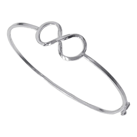 Pulseira Bracelete Infinito Rígido Prata 925 - Fecho Lateral 6 Cm