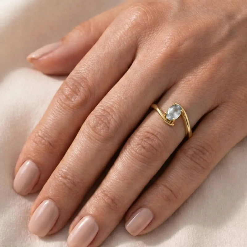 Anel Miami Prata 925 Dourada Ouro 18k - Zircônia