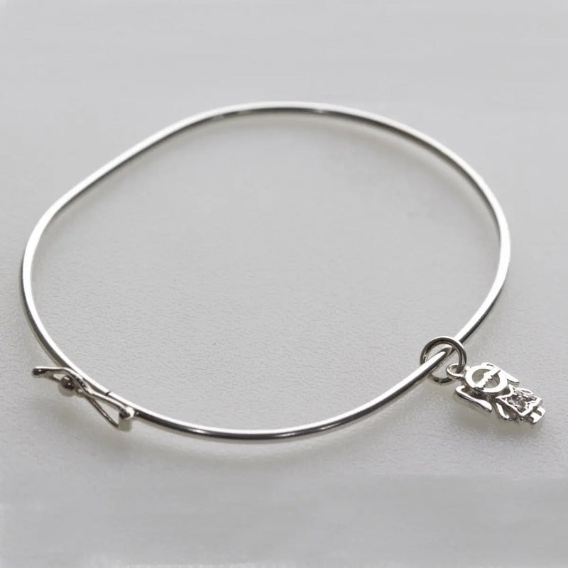 Pulseira Bracelete Rígido Prata 925 - Pingente Menina 19 Cm