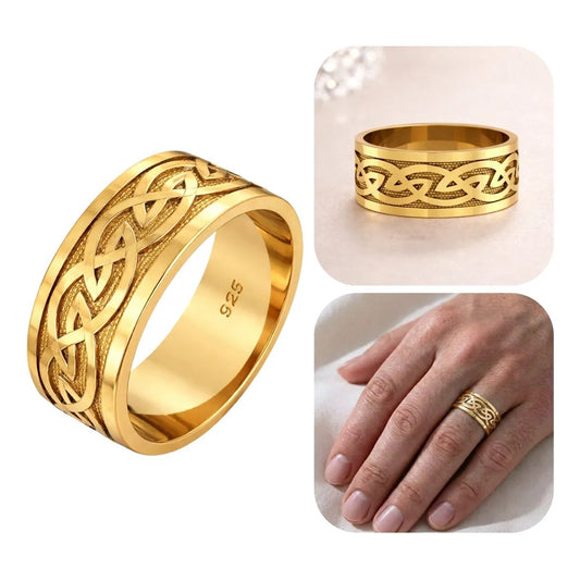 Anel Masculino Infinito Celta - Prata 925 Dourada 18k