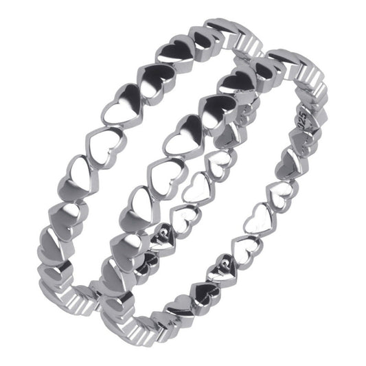 Kit 2 Anillos Corazones Plata Pura 925 - Exclusivo