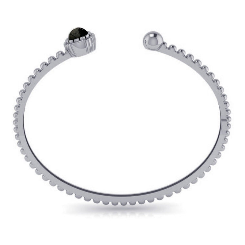 Pulseira Bracelete Black Onix Rígido Prata 925 - Unissex