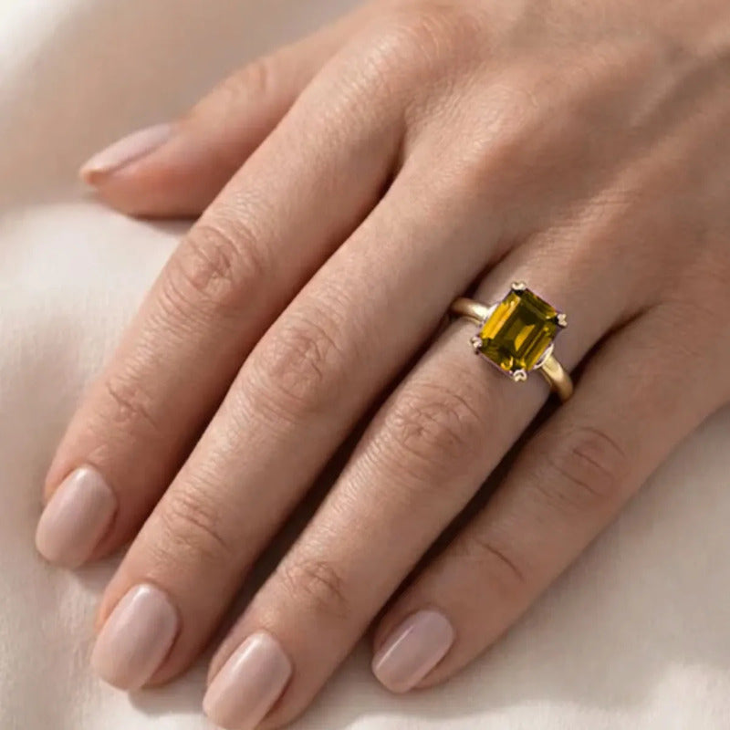 Anel Vintage Prata 925 Dourada 18k Citrino