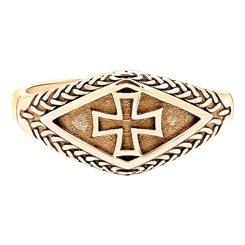 Anel Masculino Cruz De Malta Prata 925 Dourada Ouro 18k