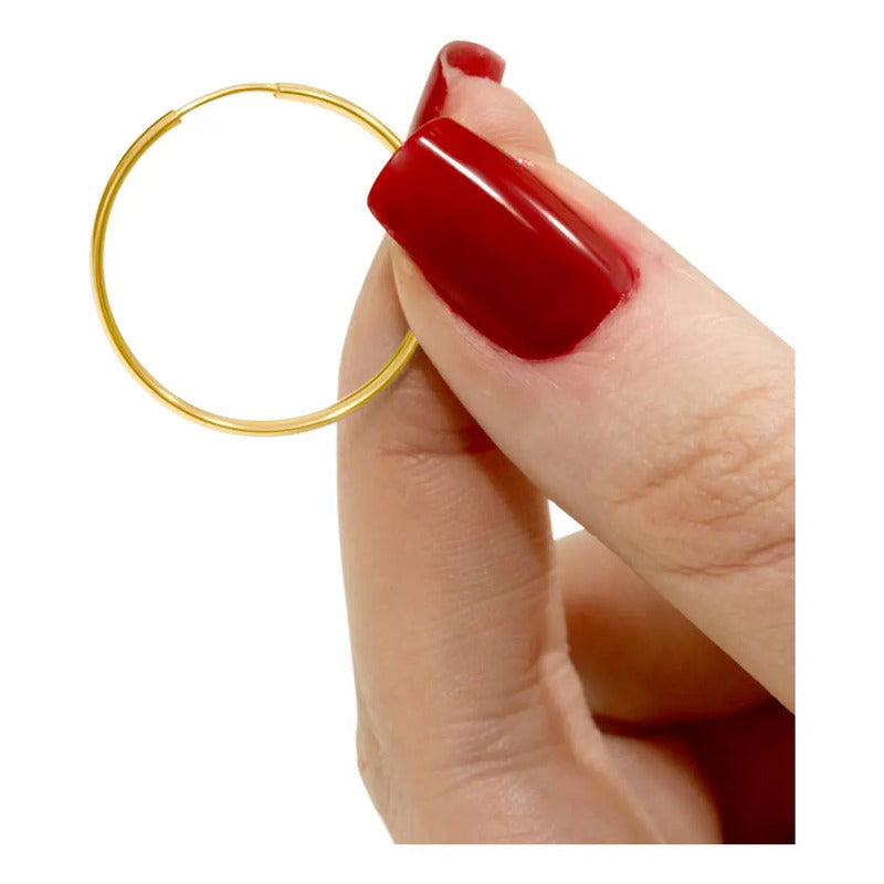 Brinco Argola 22mm Prata 925 Dourada 18k - Redonda Dourado
