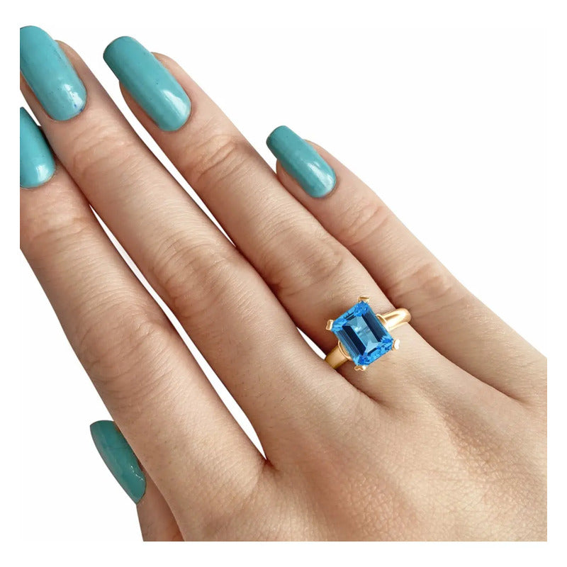 Anel Vintage Topázio Prata 925 Dourada Ouro 18k - Feminino