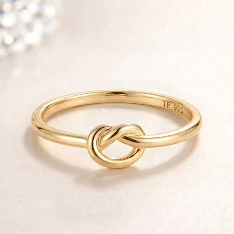 Anel Nozinho Prata 925 Dourada 18k - Fio Redondo
