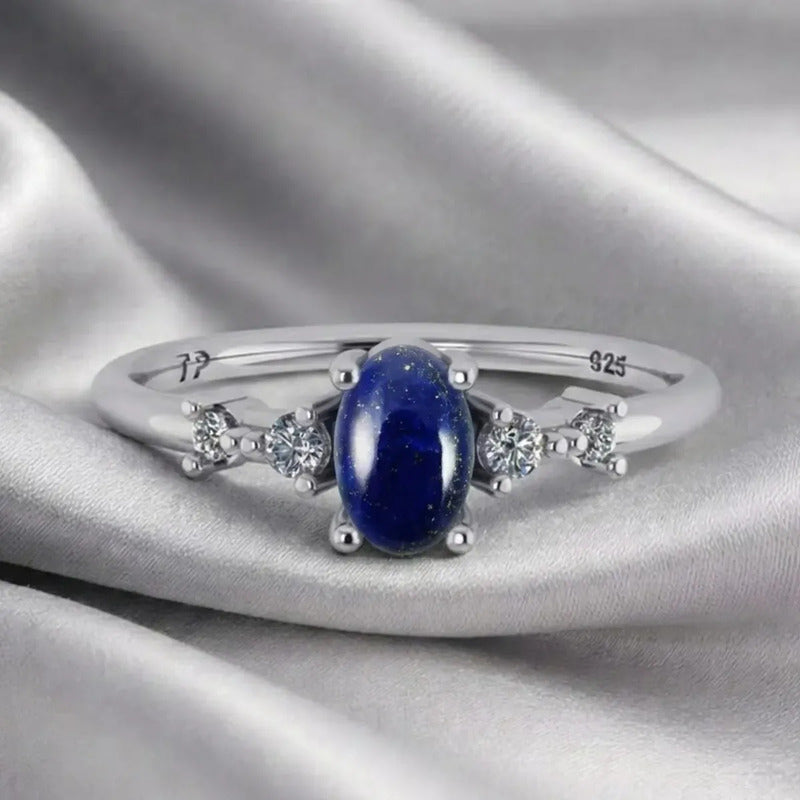 Anel Formatura Feminino Prata 925 + Caixinha Capelo Lapis Lazuli 16