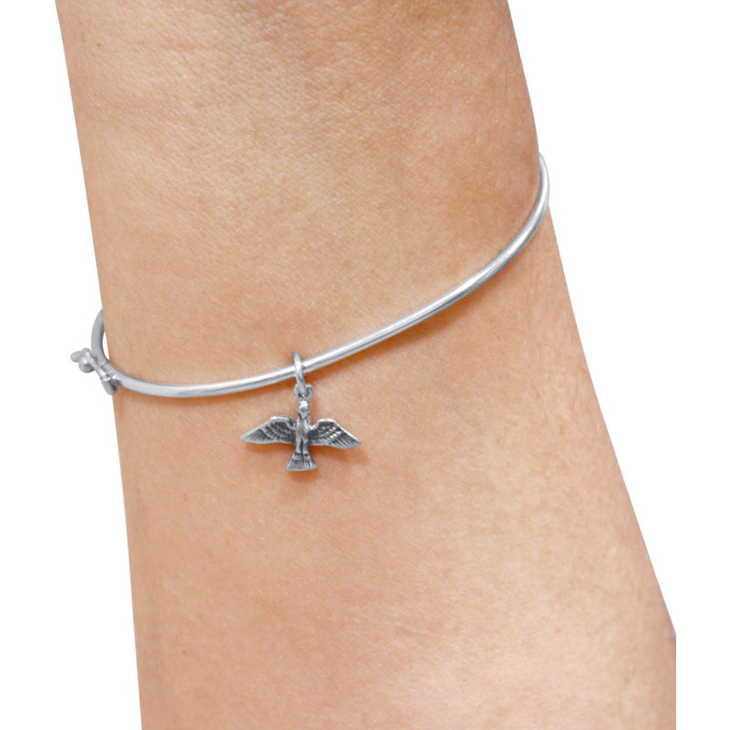 Bracelete Rígido Pura Prata 925 - Pingente Espírito Santo