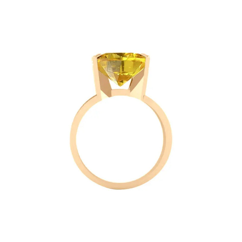 Anel Solitário Prata 925 Dourada 18k - Citrino Grande